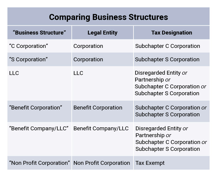 Business structure comparisons