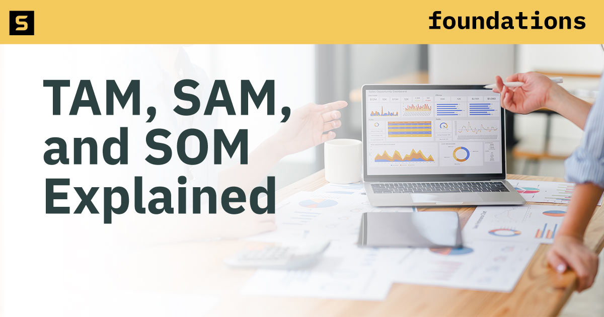Man reading TAM, SAM, and SOM metrics.