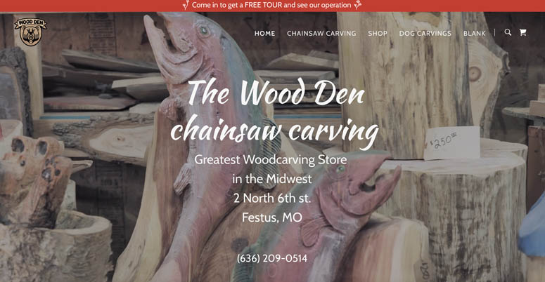 GoDaddy website example, The Wood Den.